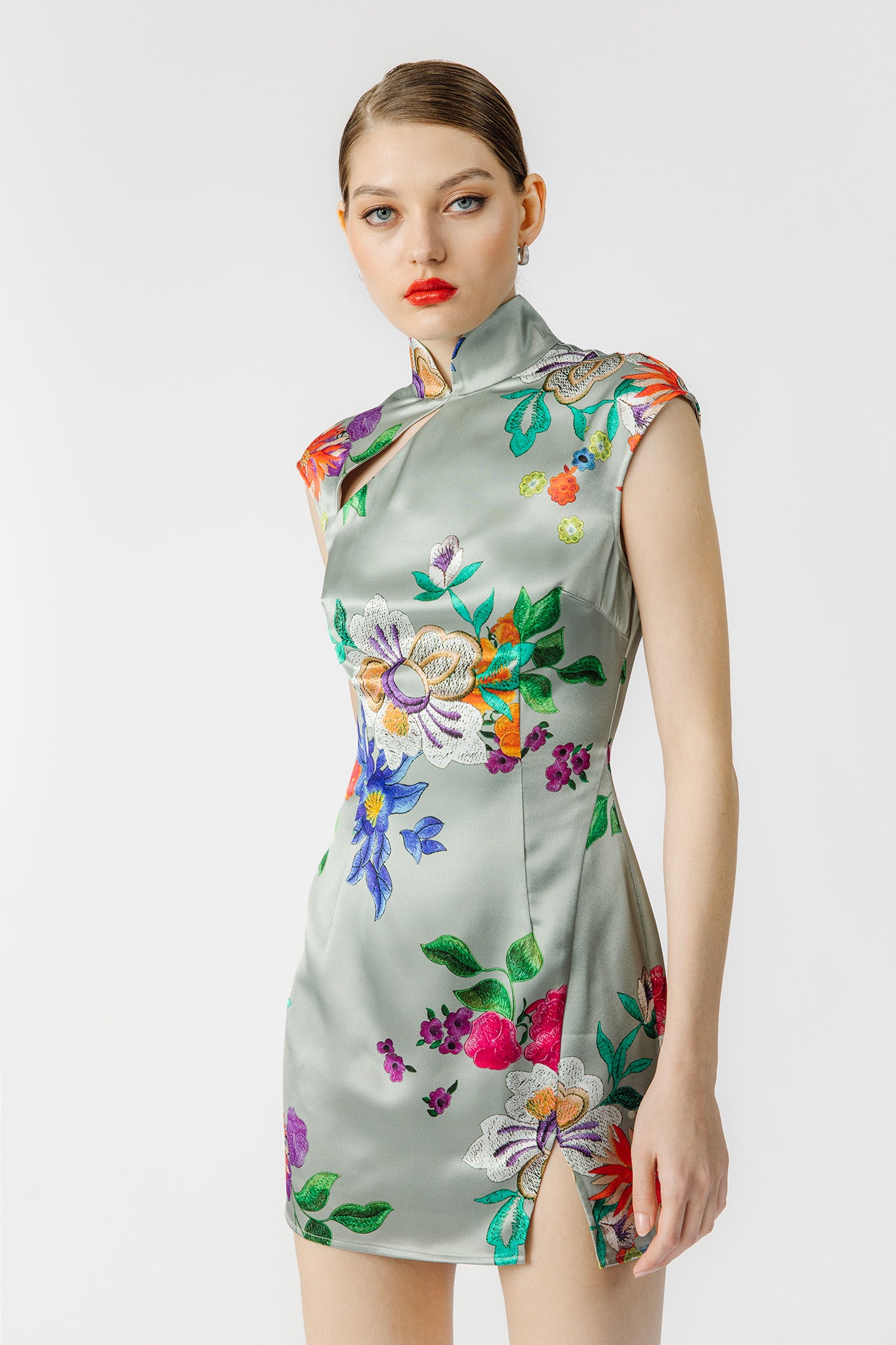 Silver Cheongsam Dress