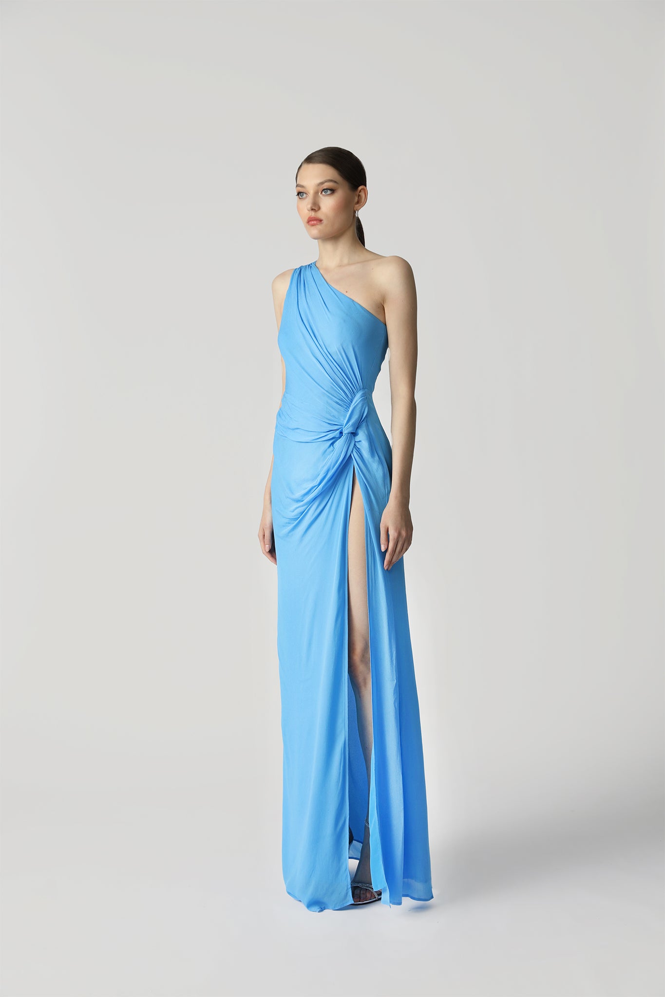 Helene Asymmetric One-shoulder Chiffon Maxi Dress – SAU LEE