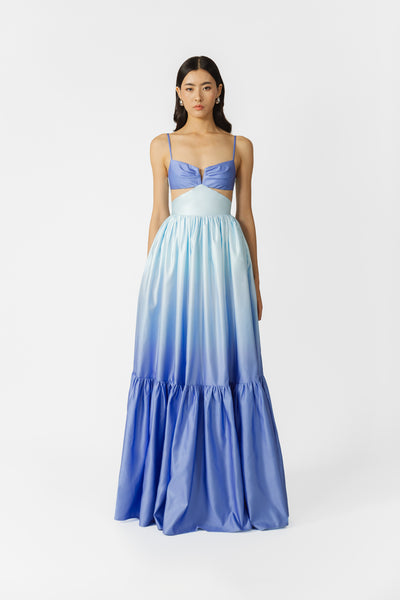 SLNY hotsell Blue Ombré Satin Long Party Dress