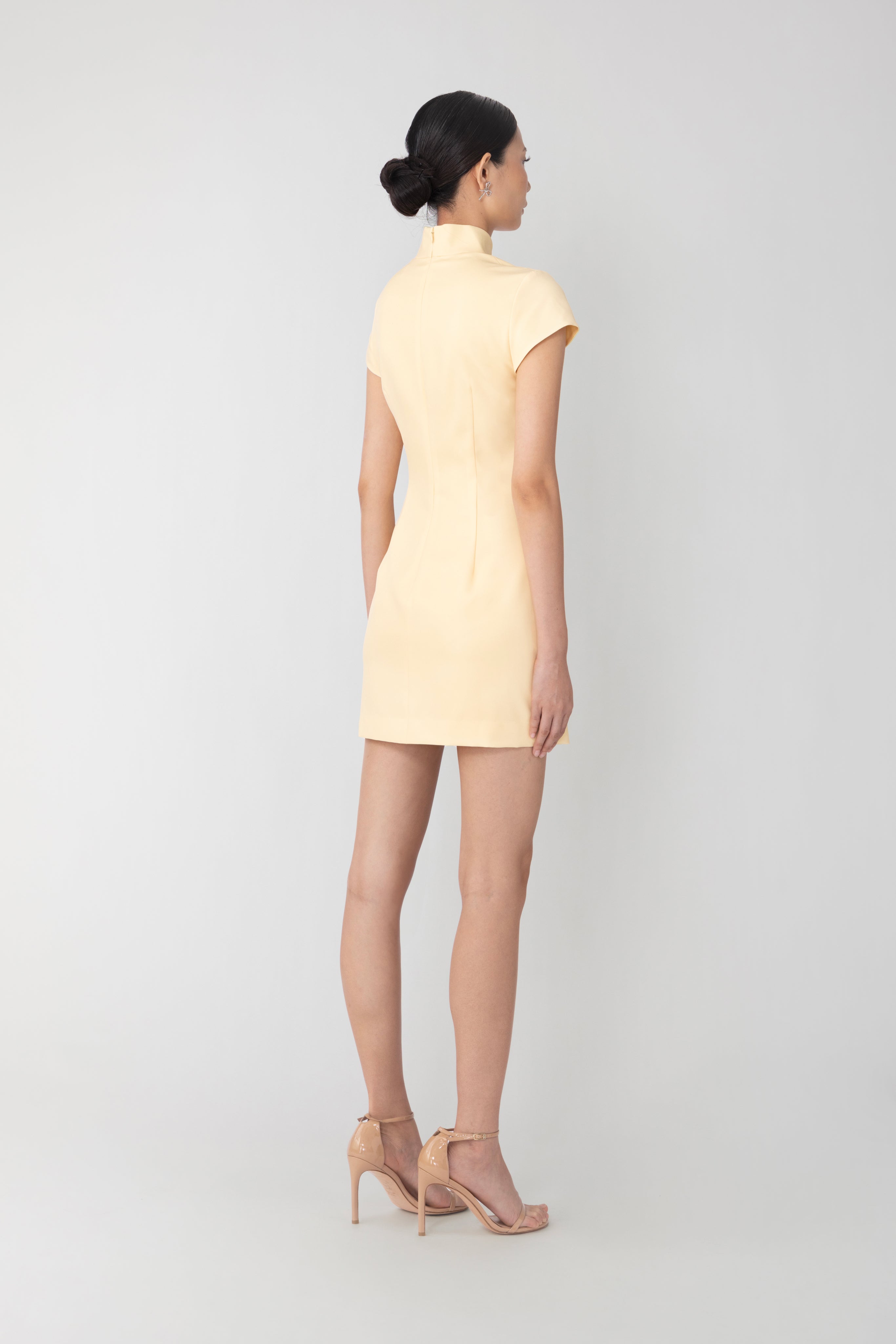 SAU LEE Iris Mini Dress - Pale Yellow / 00