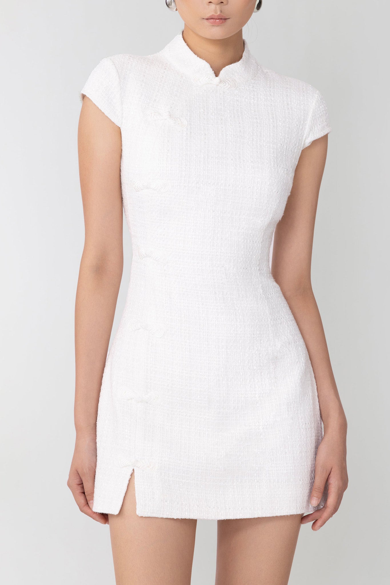 SAU LEE Natasha Tweed Mini Dress - White / 00