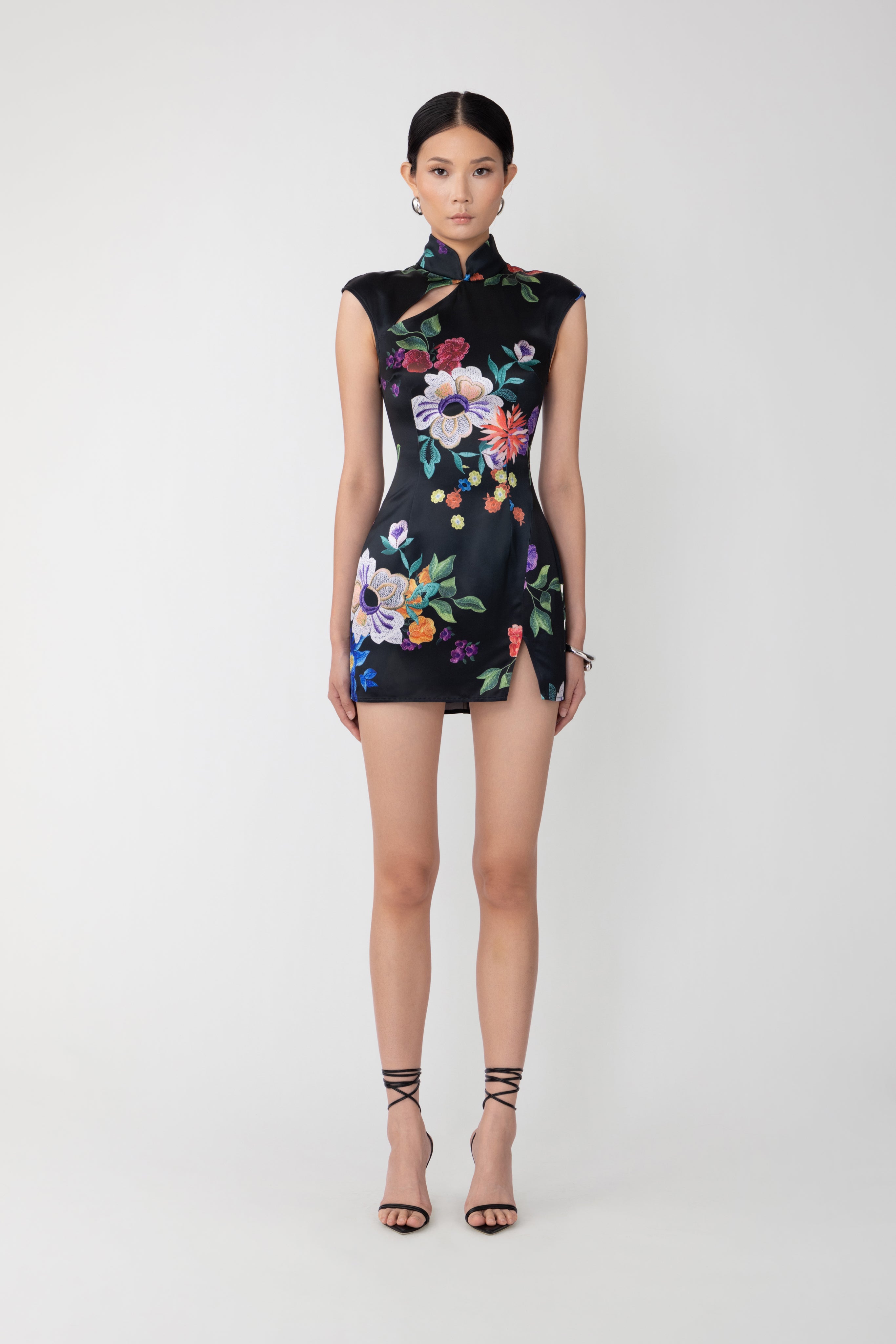 SAU LEE Devon Mini Dress - Black Multi / 00