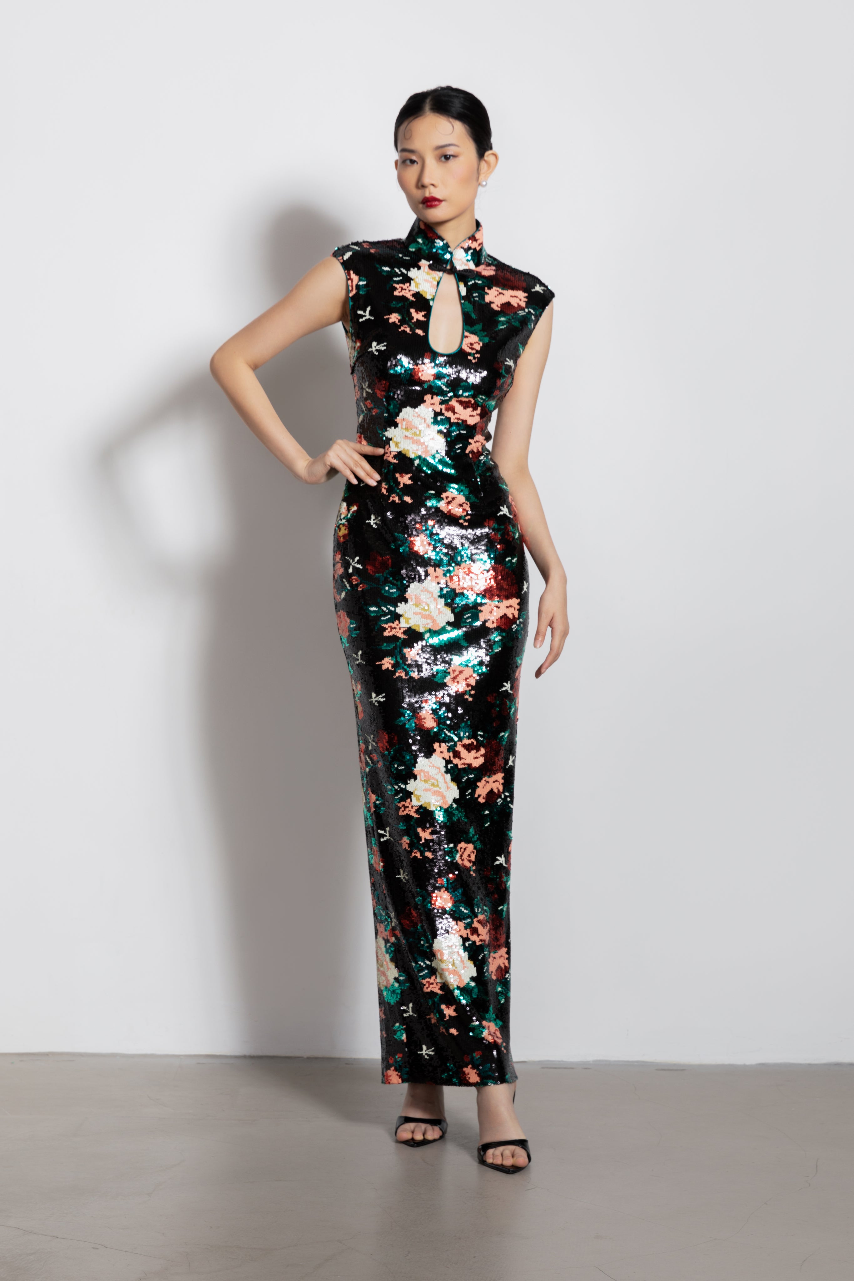 SAU LEE Faye Maxi Dress - Black Multi / 00