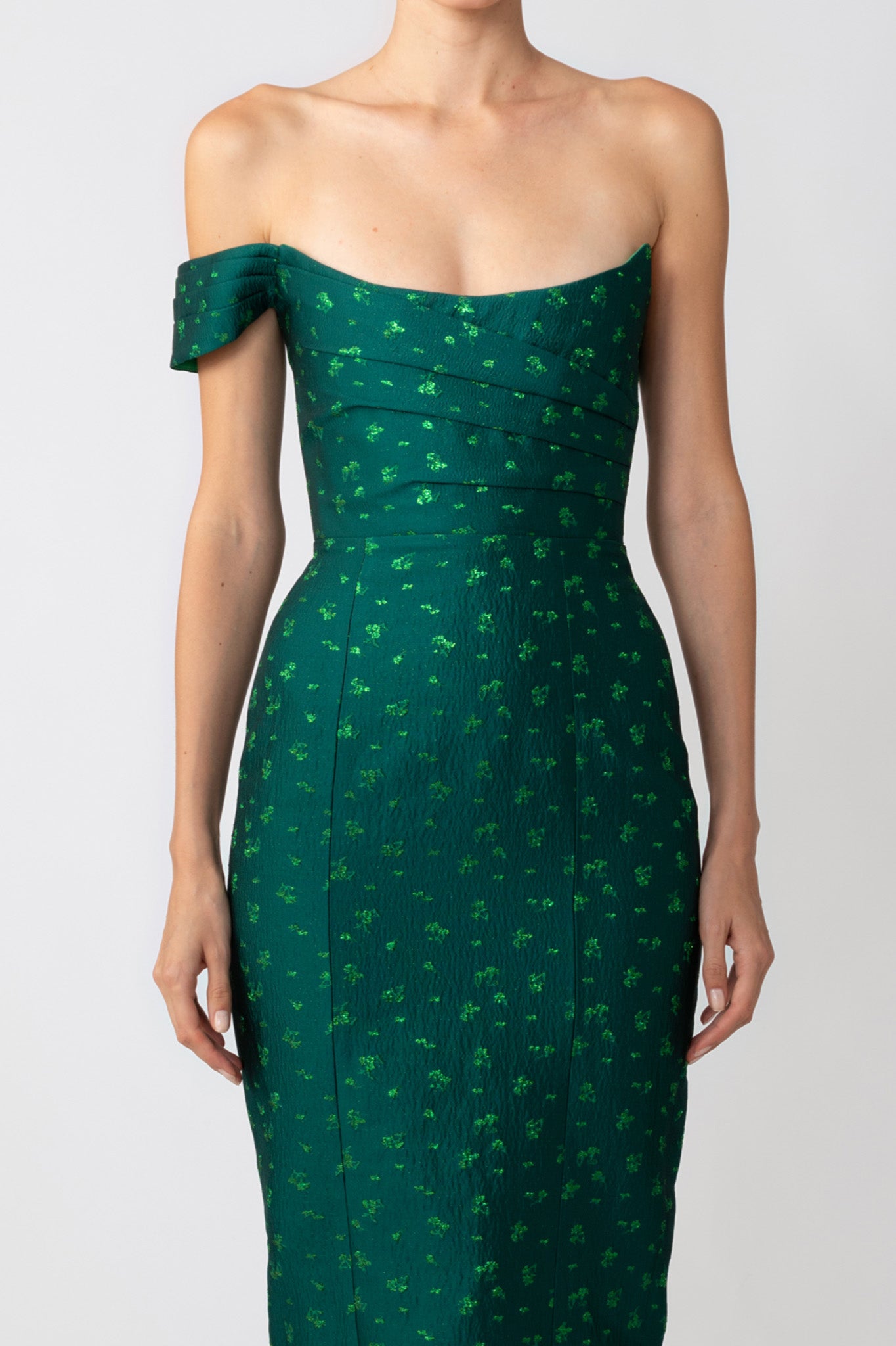 SAU LEE Jackson Jacquard Gown - Green / 00