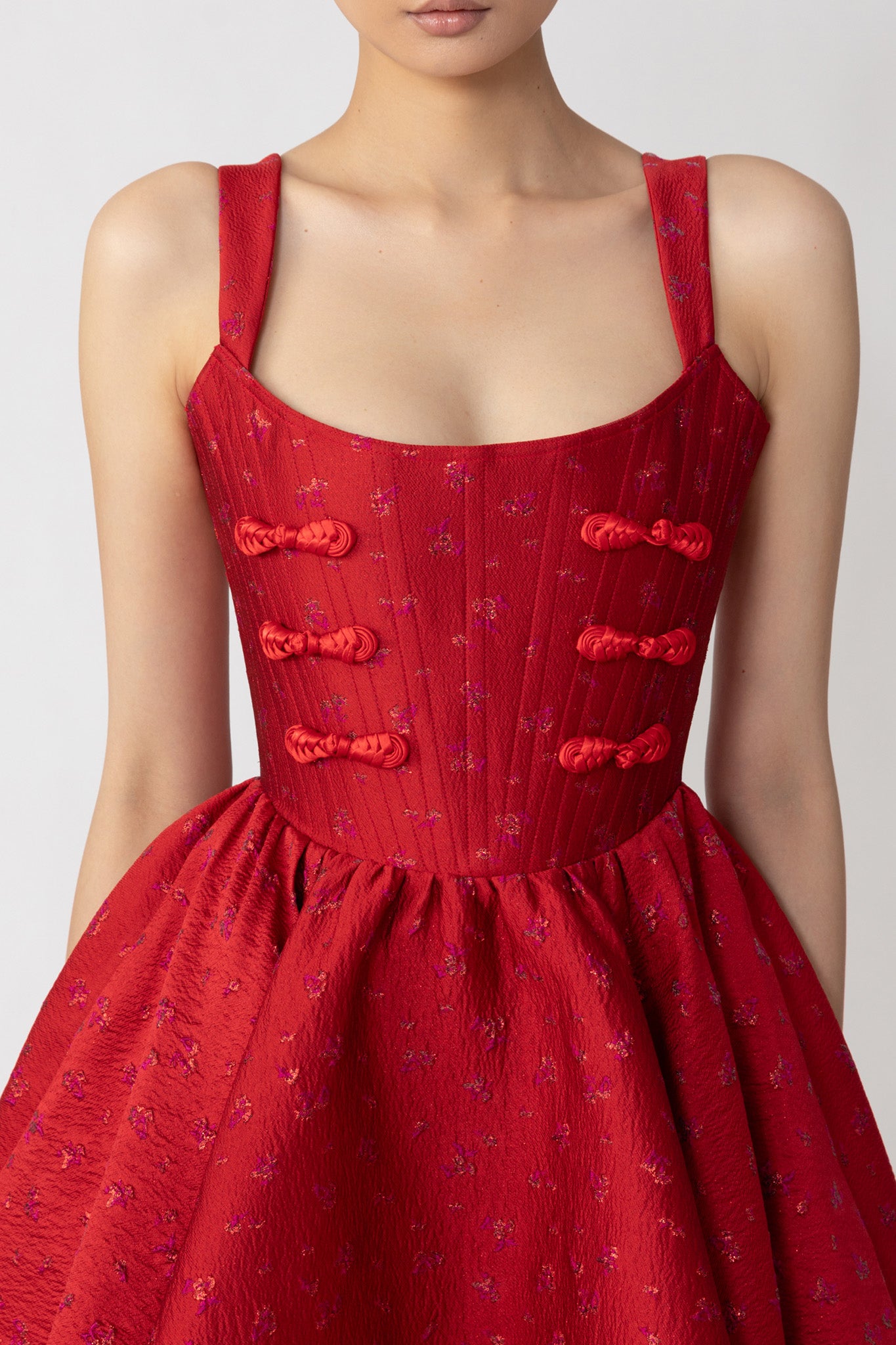 SAU LEE Jolie Jacquard Mini Dress - Red / 00