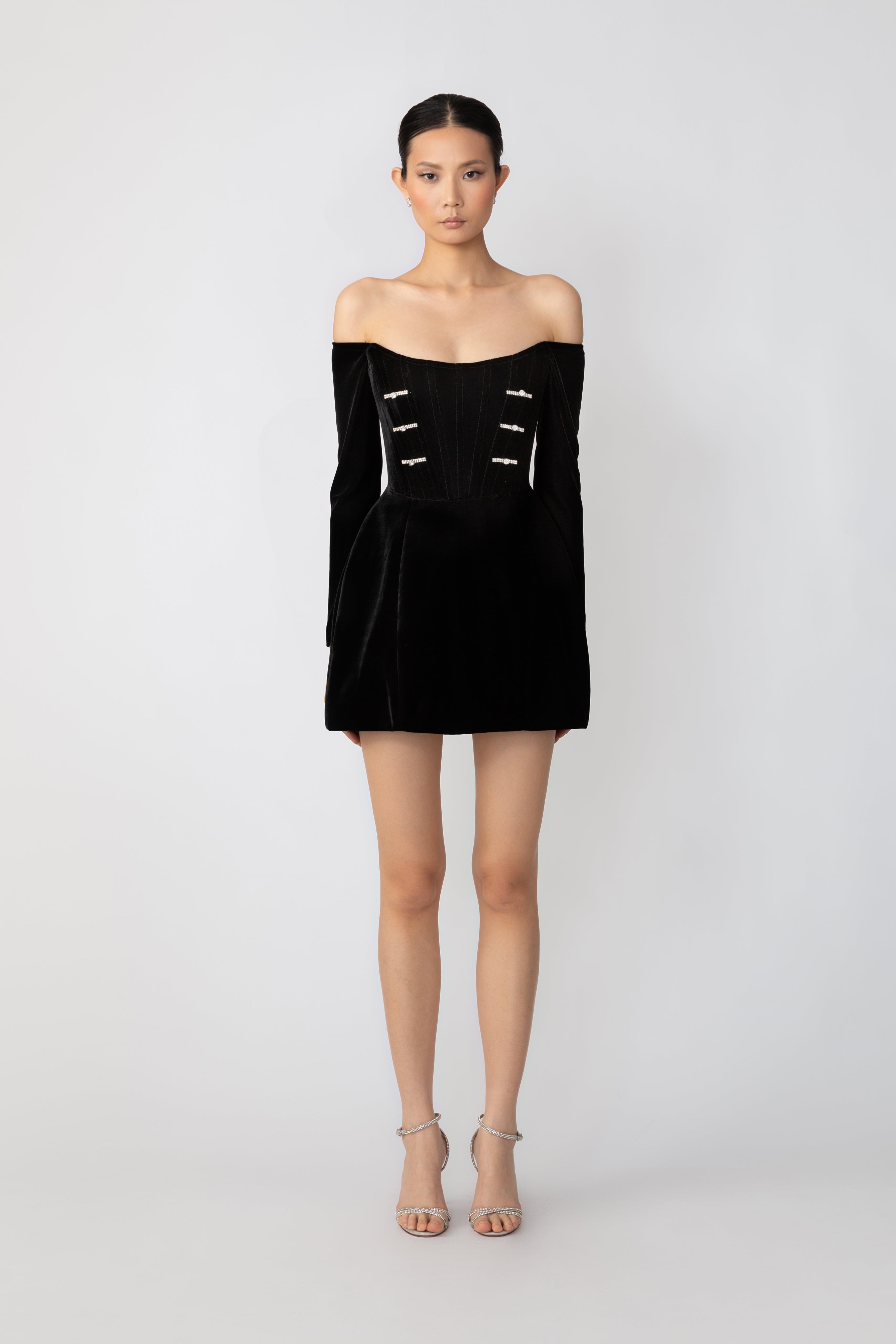 SAU LEE Viv Velvet Dress - Black / 0