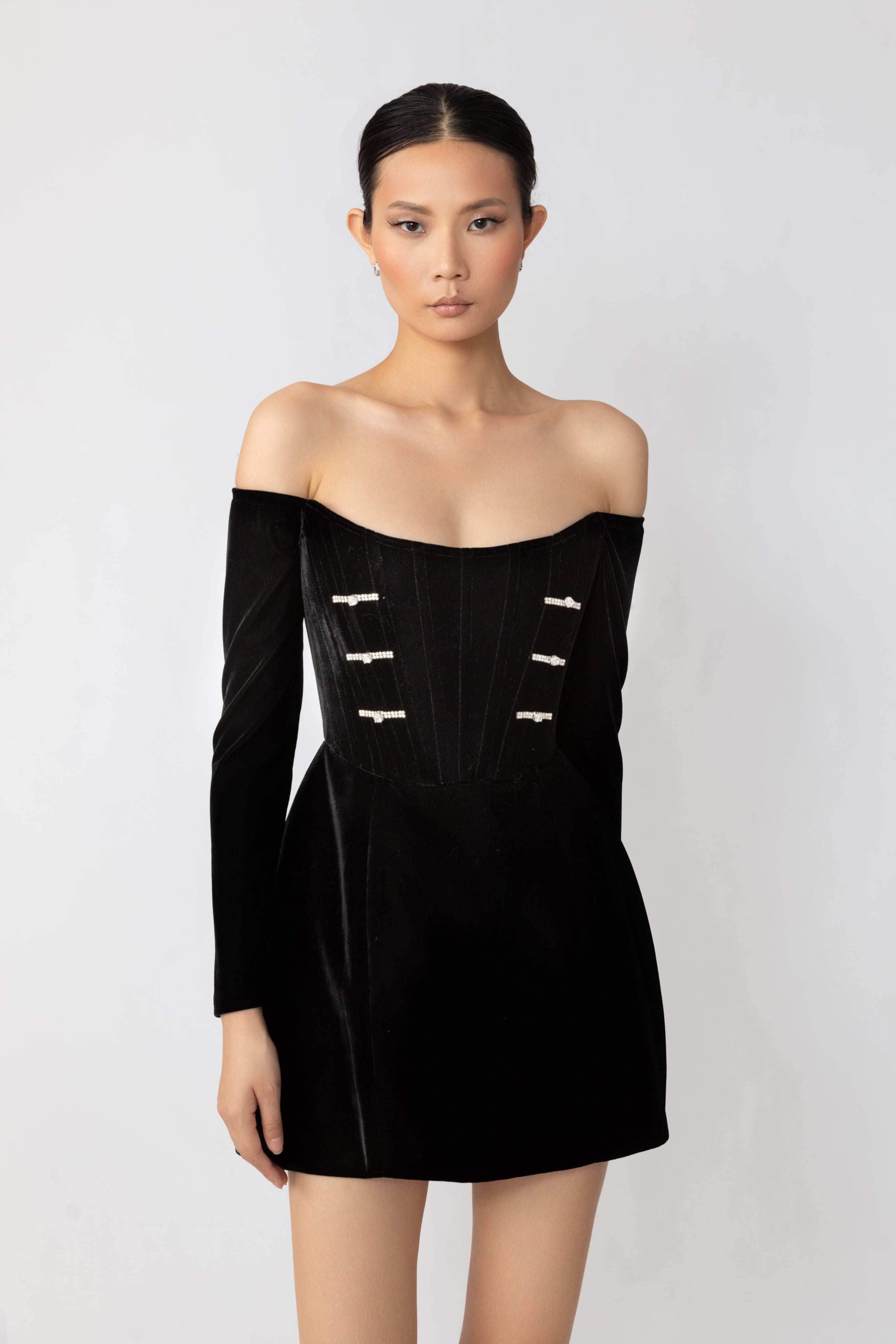 SAU LEE Viv Velvet Dress - Black / 0