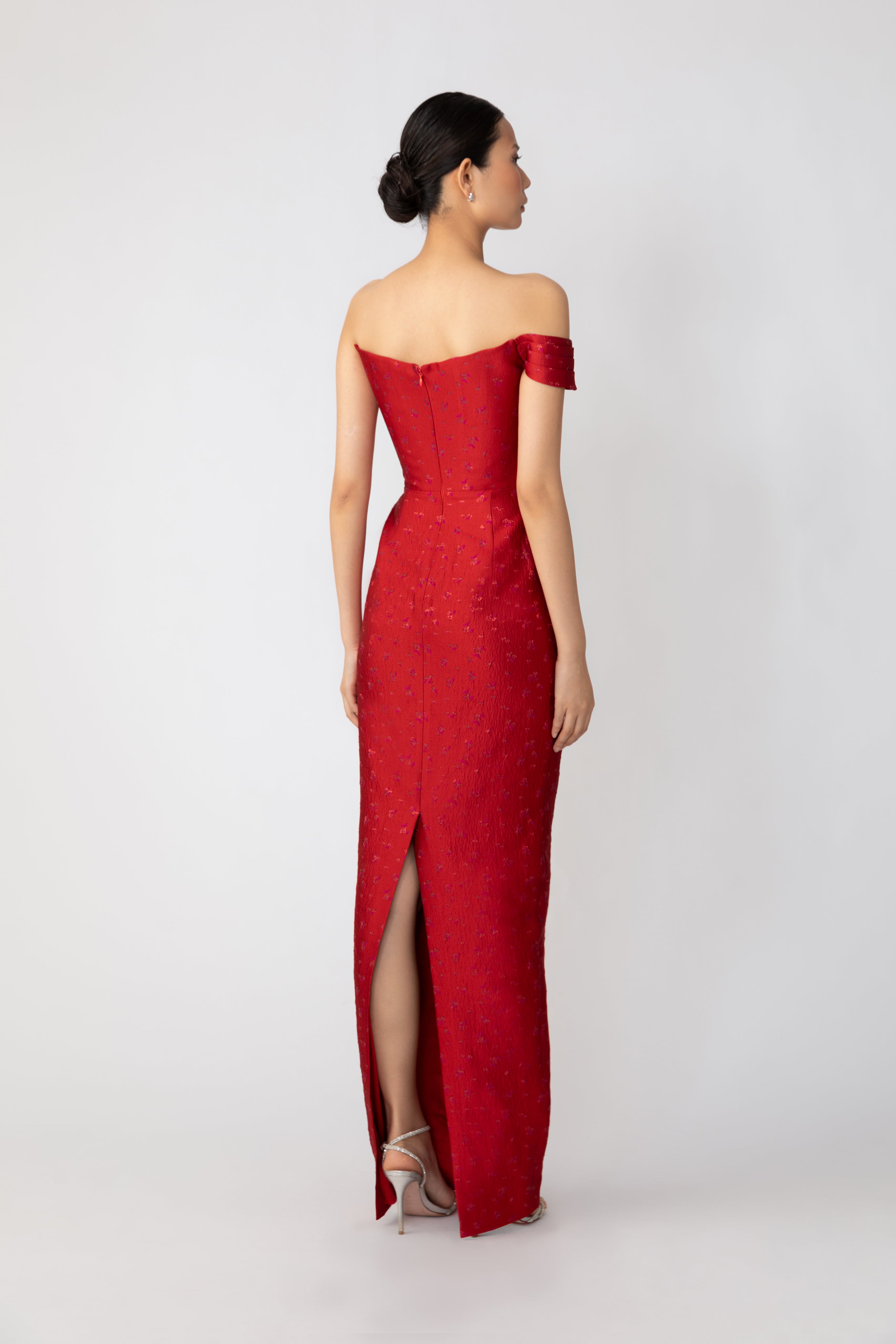 SAU LEE Jackson Jacquard Gown - Red / 00