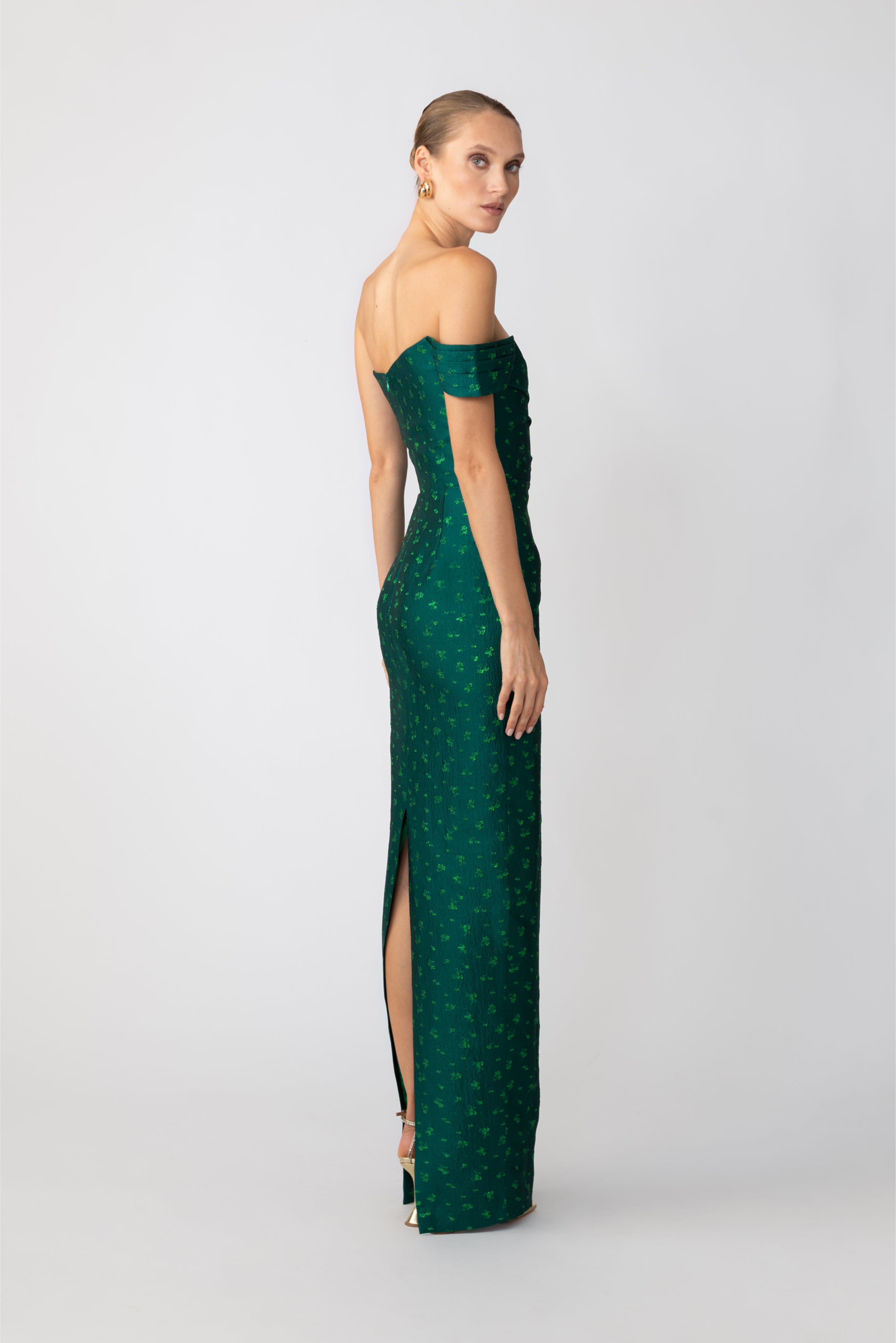 SAU LEE Jackson Jacquard Gown - Green / 00