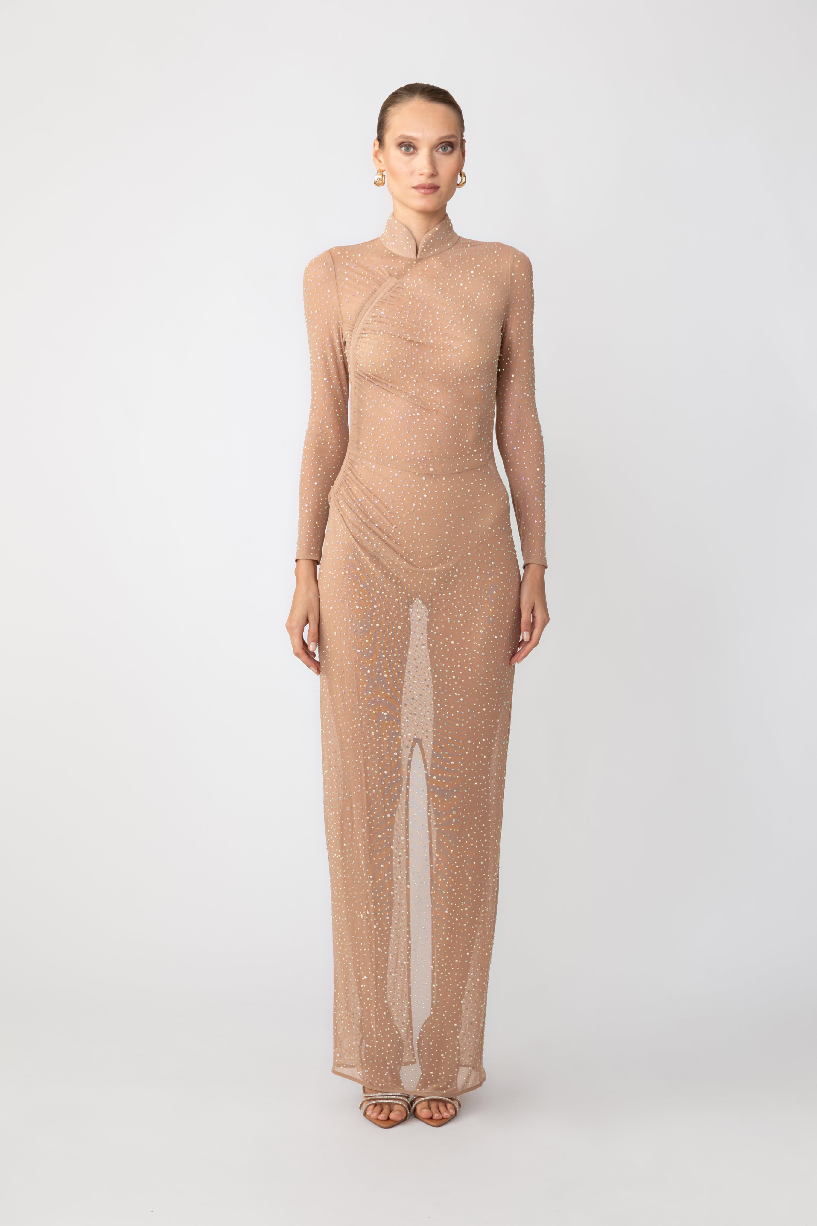 SAU LEE Kai Mesh Dress - Nude / 0