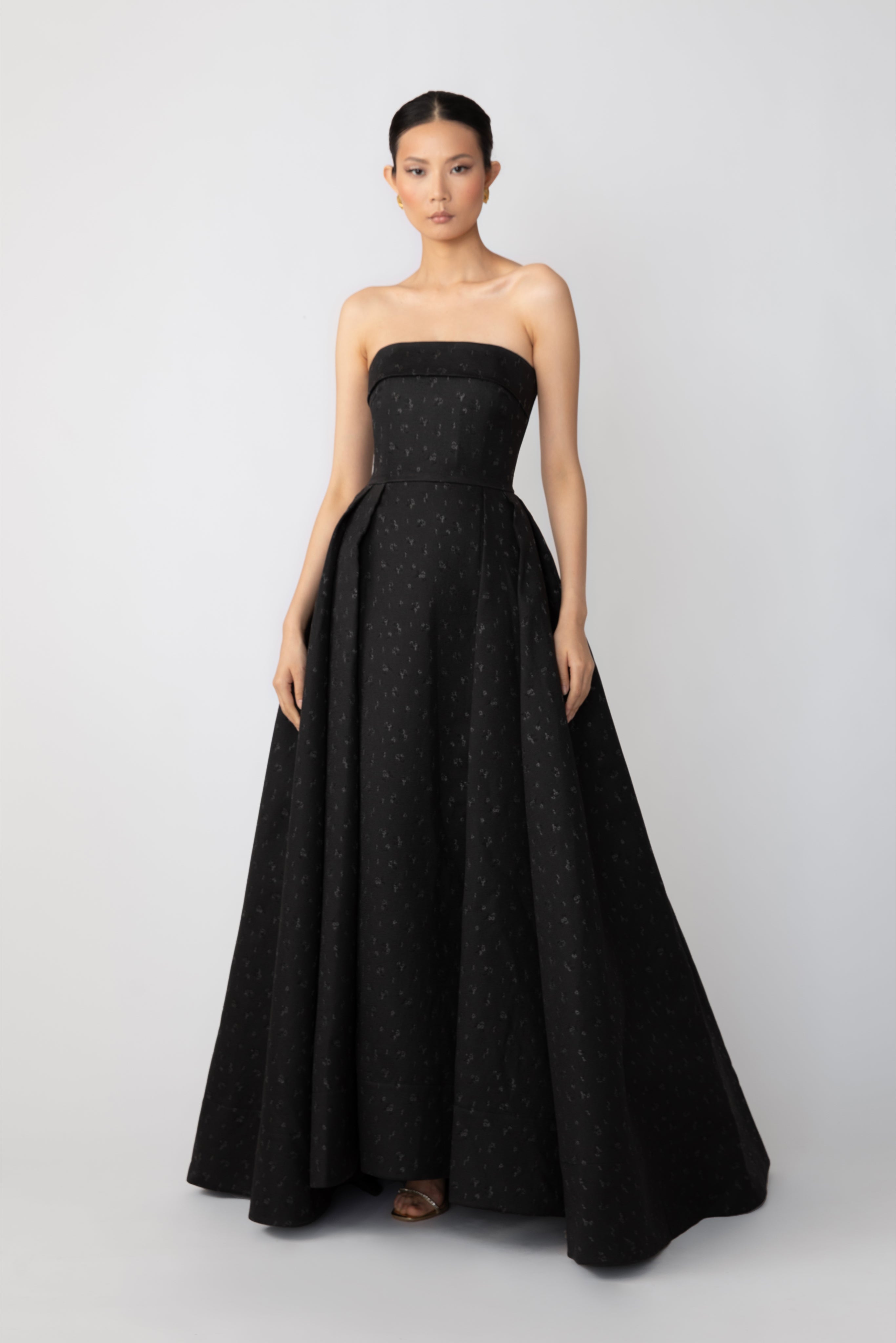 SAU LEE Jordan Jacquard Gown - Black / 00