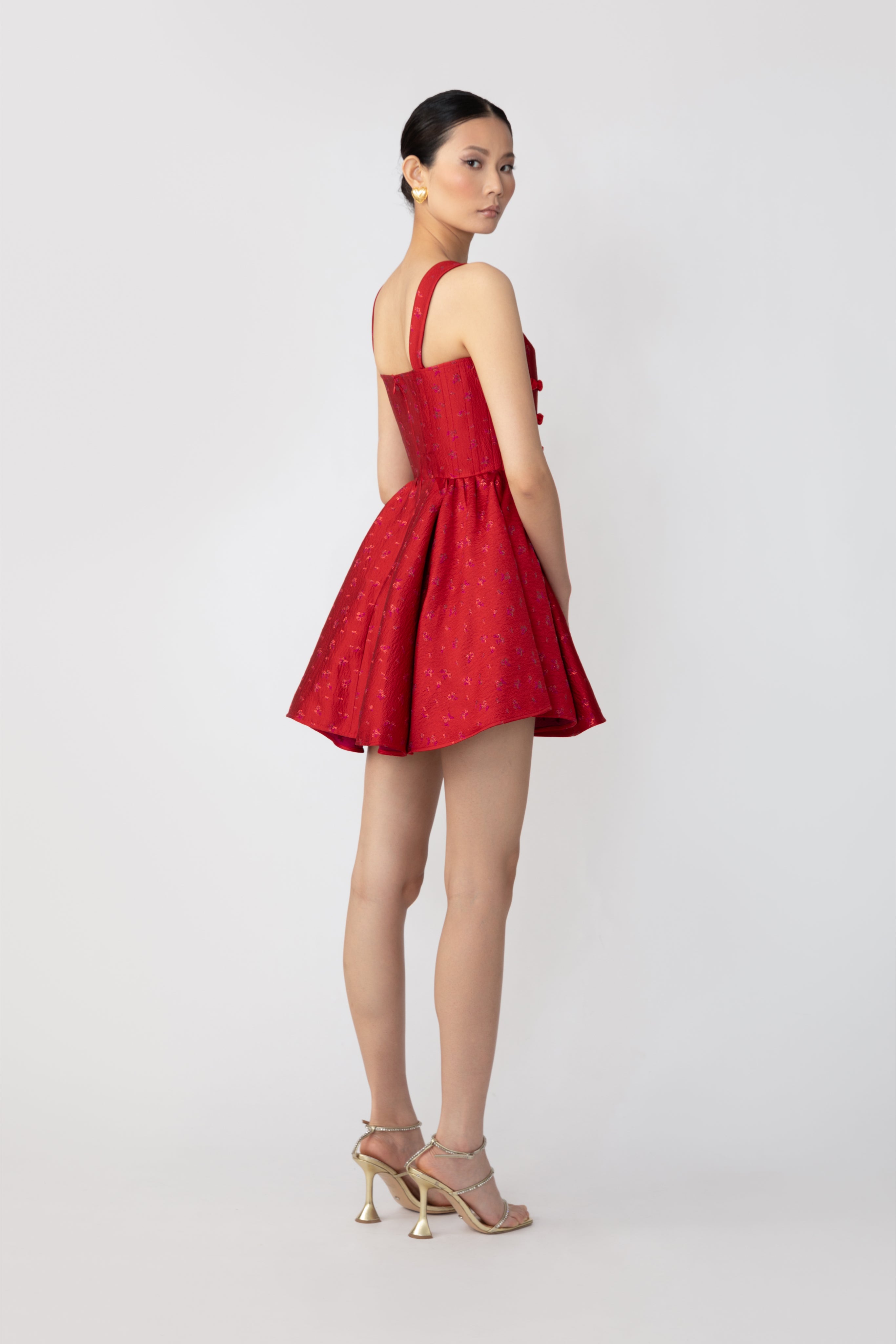 SAU LEE Jolie Jacquard Mini Dress - Red / 00