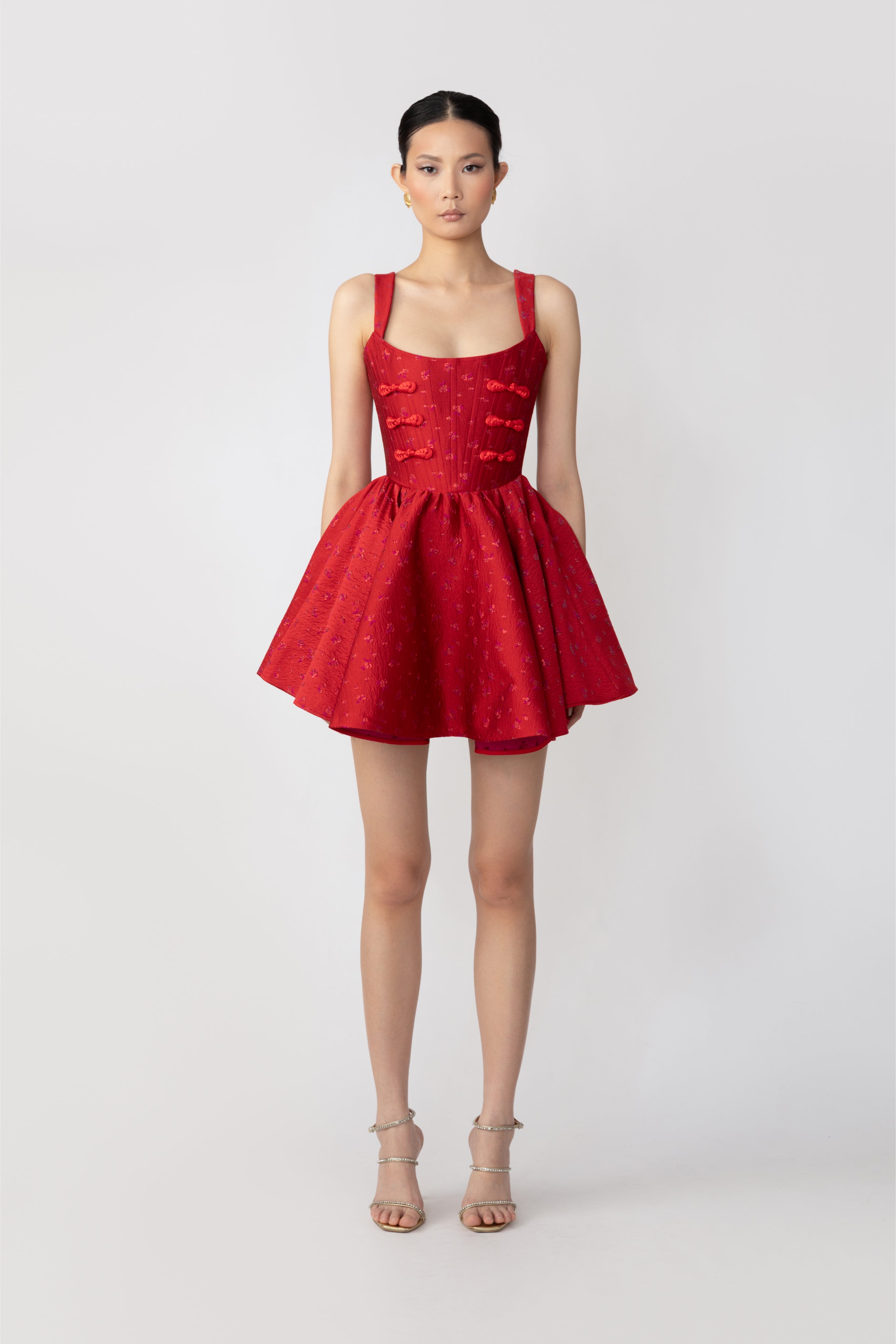 SAU LEE Jolie Jacquard Mini Dress - Red / 00