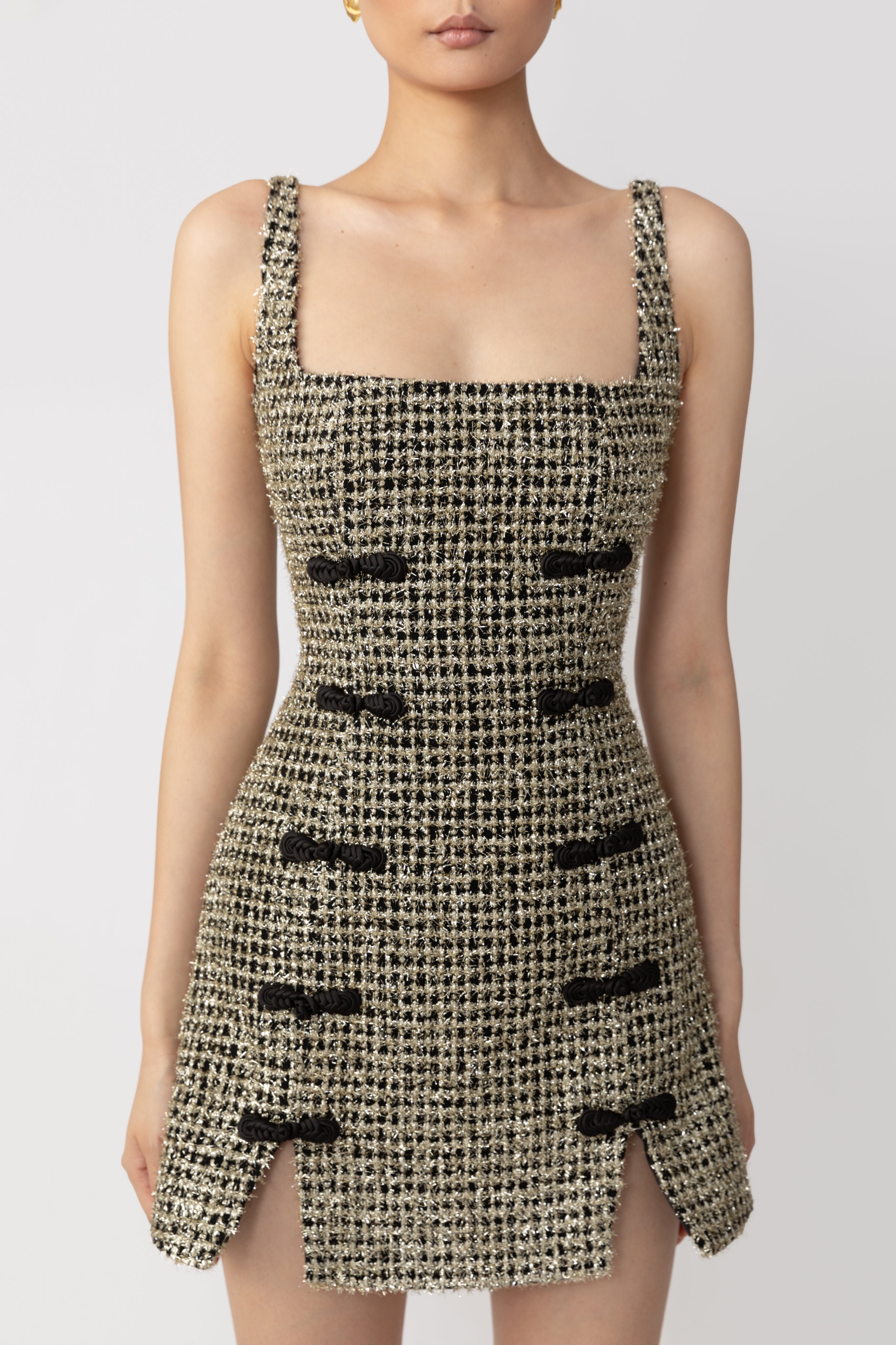 SAU LEE Aidan Tweed Mini Dress - Black Multi / 00