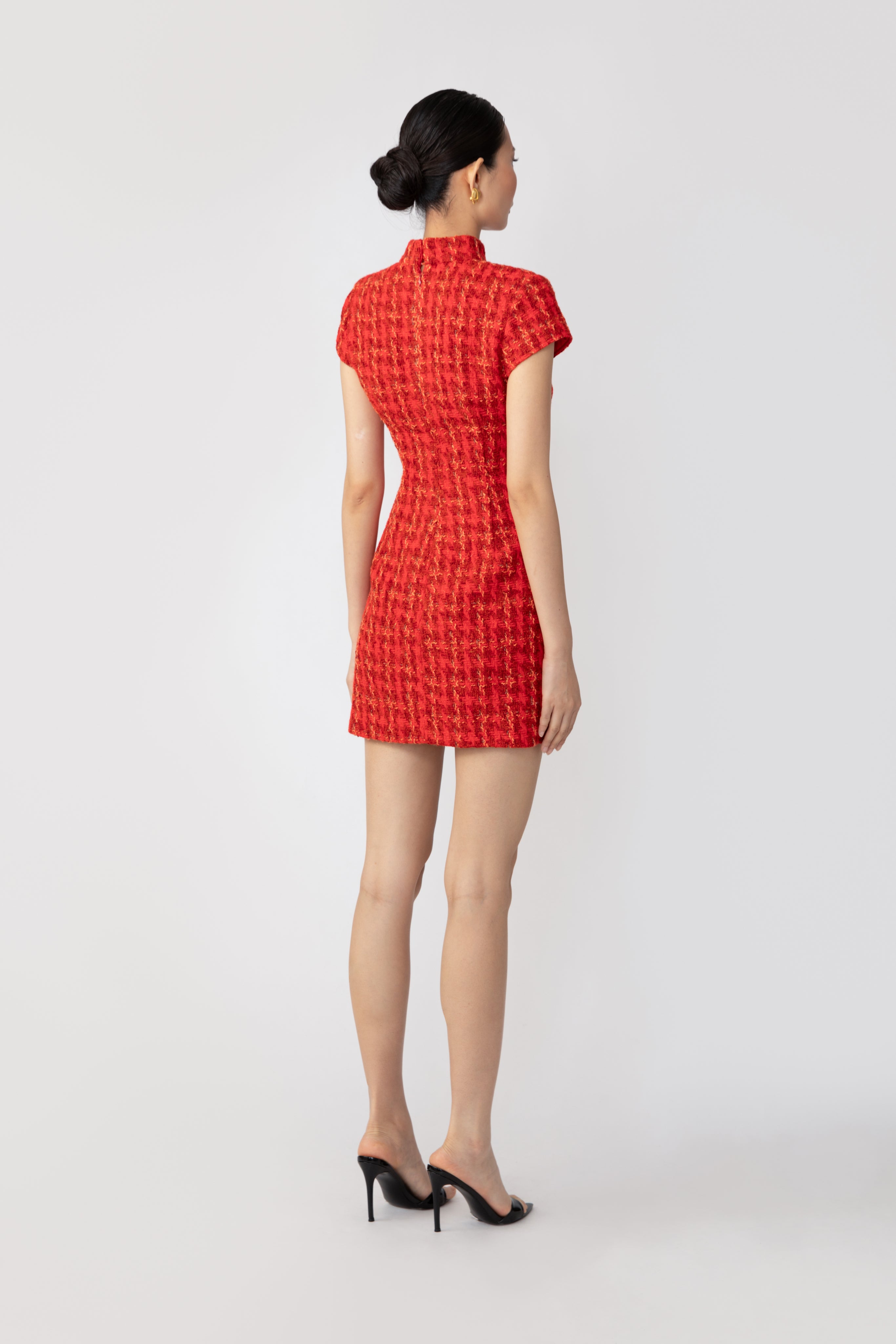 SAU LEE Iris Tweed Dress - Red Multi / 00