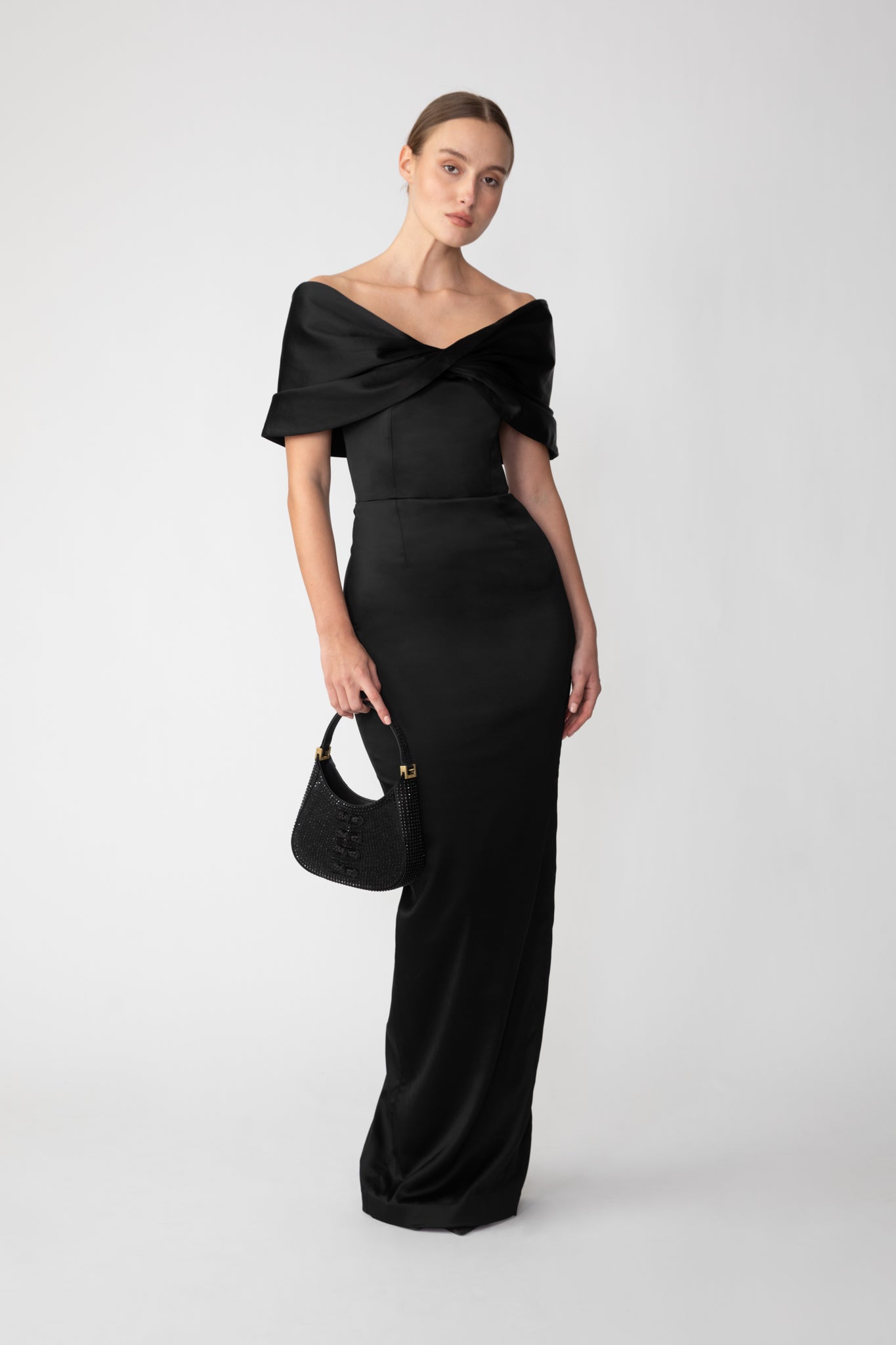 SAU LEE Paloma Satin Gown - Black / 00