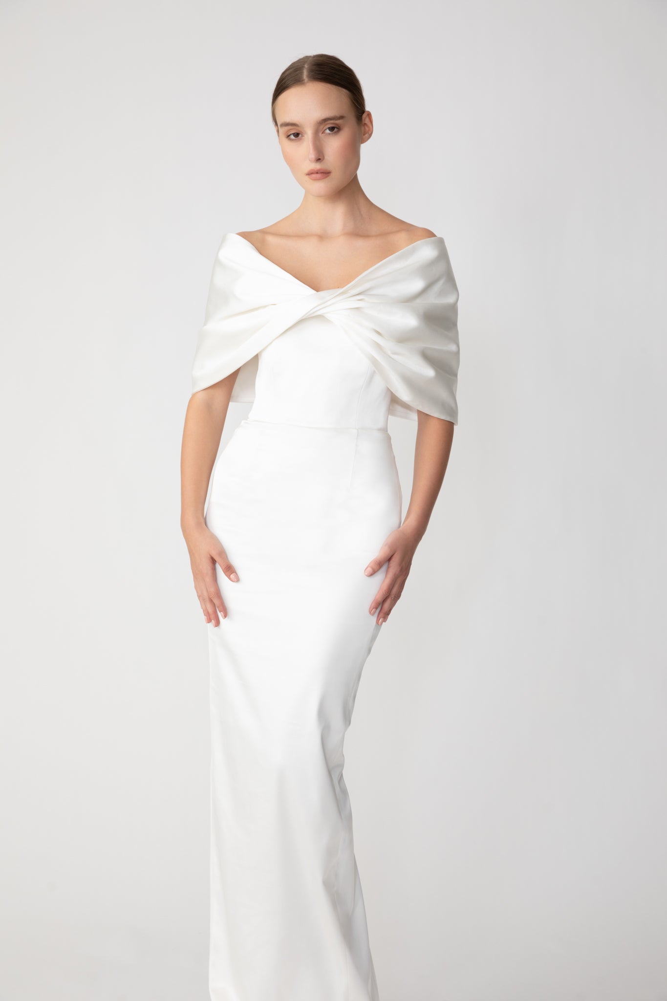 SAU LEE Paloma Satin Gown - Ivory / 00