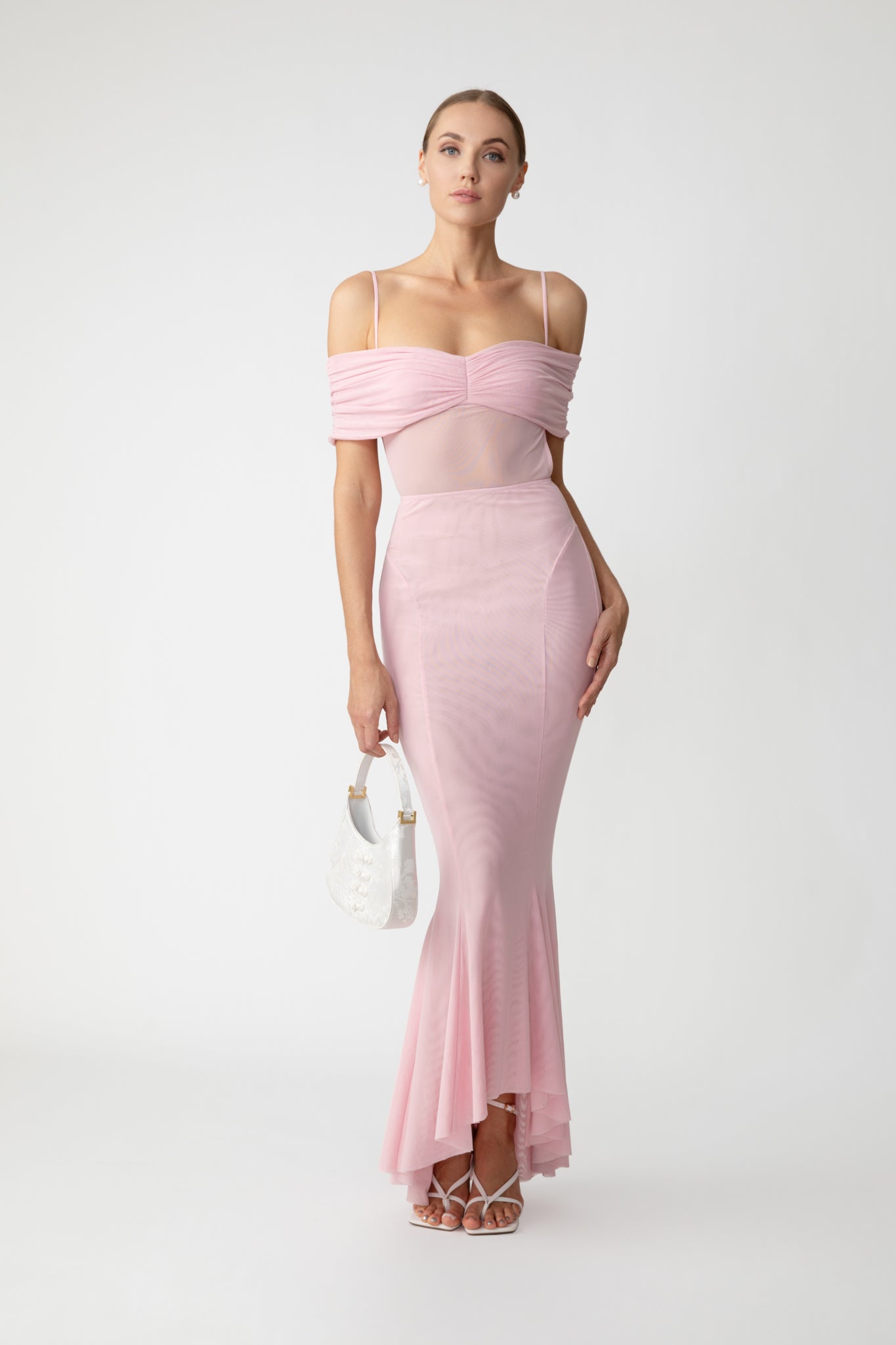 SAU LEE Keira Maxi Dress - Baby Pink / 00