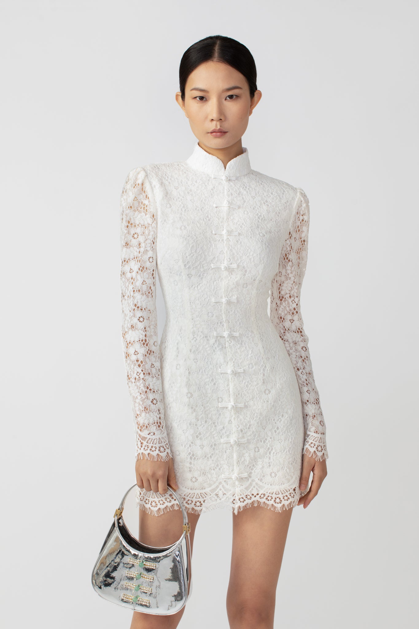 SAU LEE Raine Lace Mini Dress - Ivory / 00