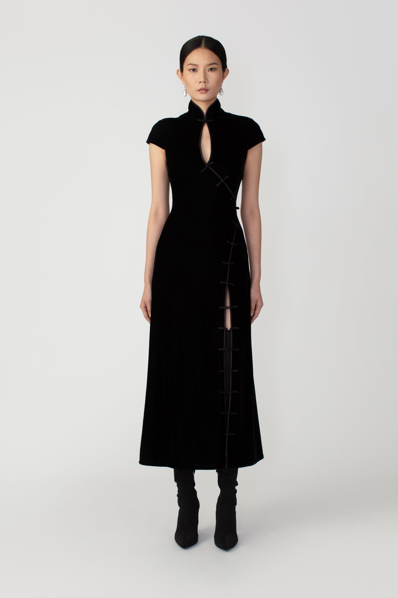 SAU LEE Vanessa Midi Dress - Black / 00