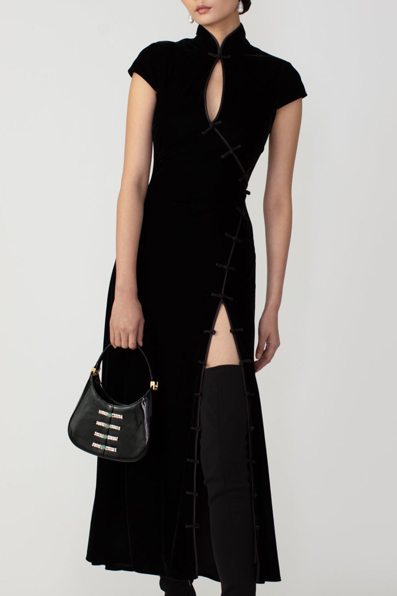 SAU LEE Vanessa Midi Dress - Black / 00