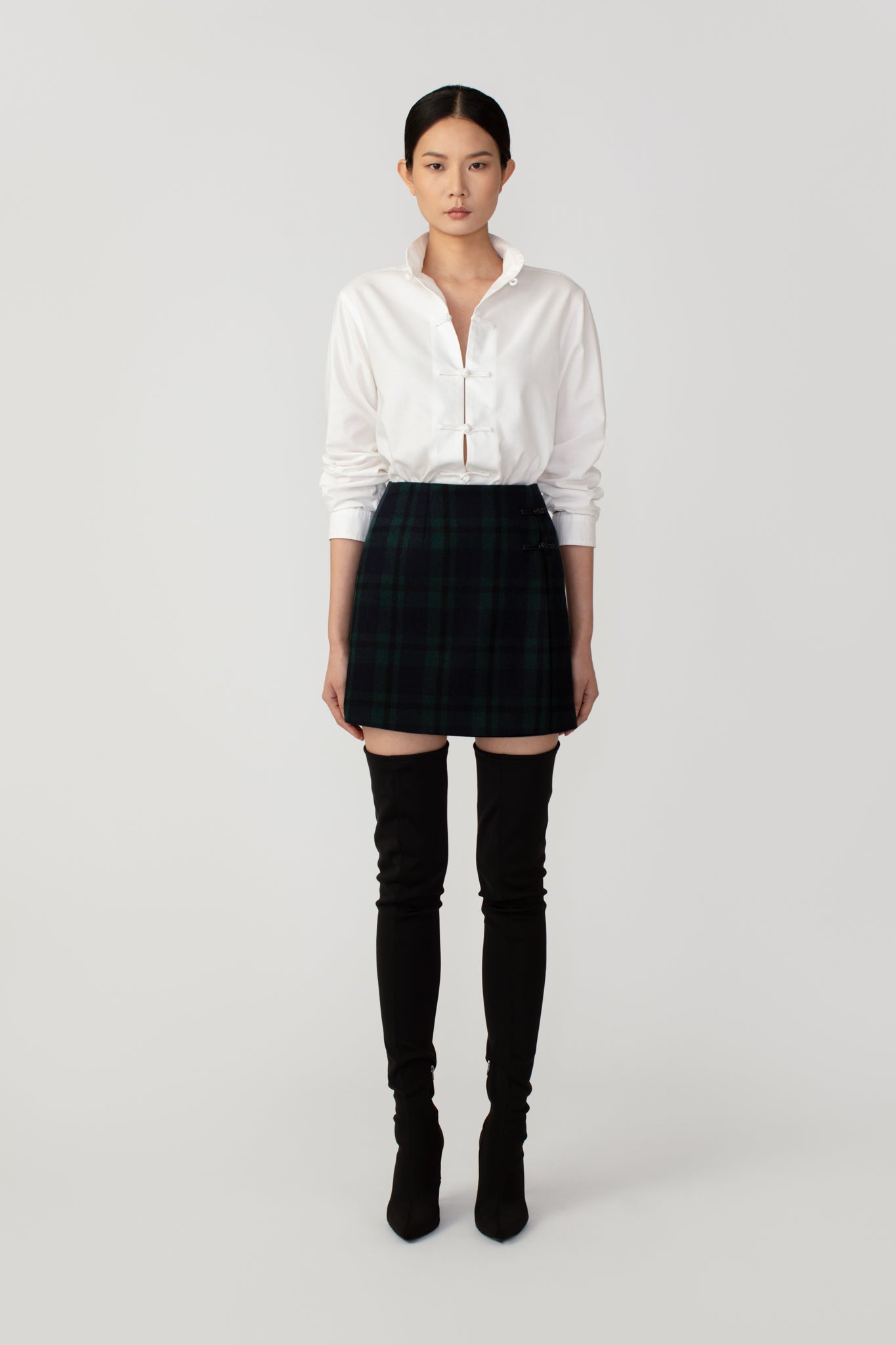 SAU LEE Wylma Mini Skirt - Green Tartan / 00