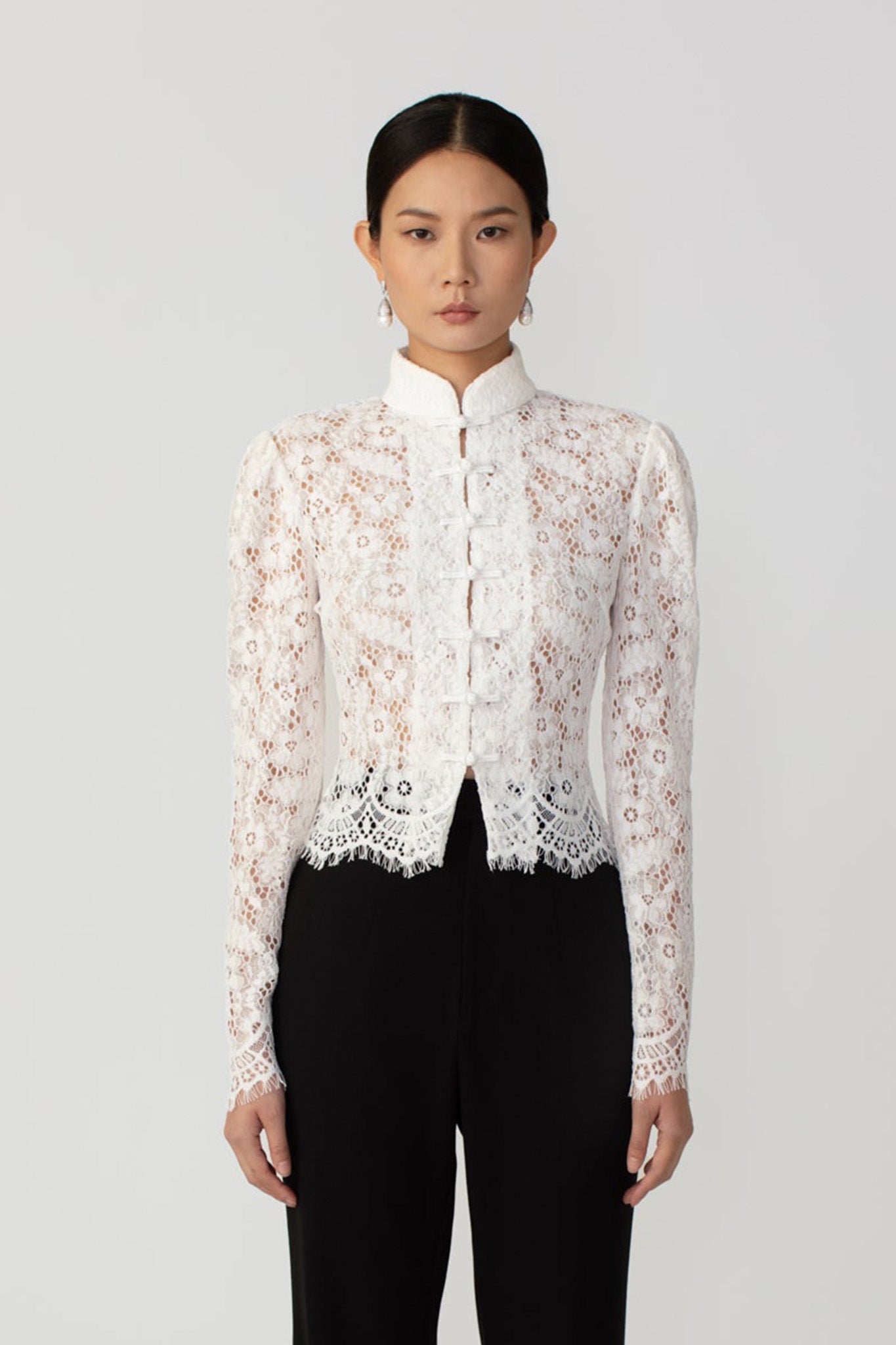 SAU LEE Roberta Lace Top - Ivory / 00