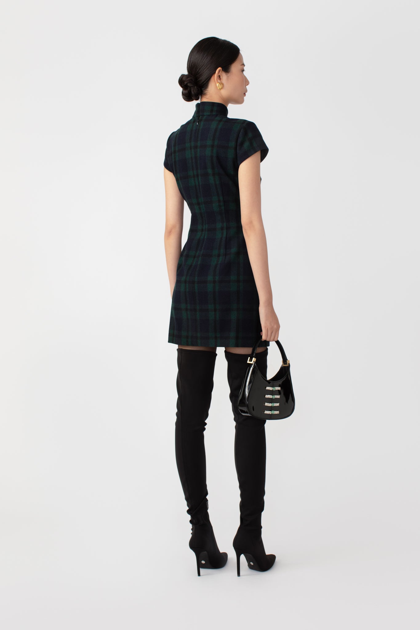 SAU LEE Wendy Mini Dress - Green Tartan / 00