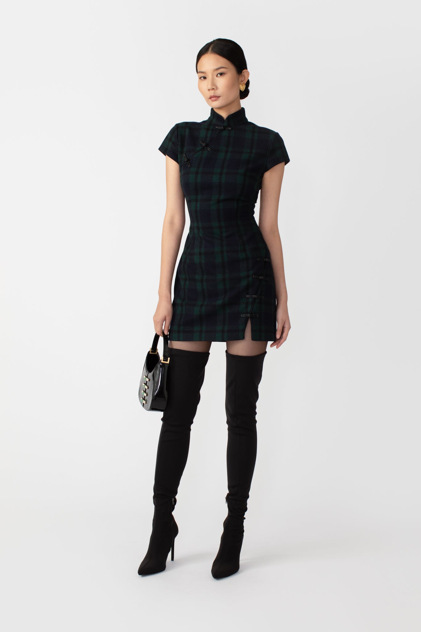 SAU LEE Wendy Mini Dress - Green Tartan / 00