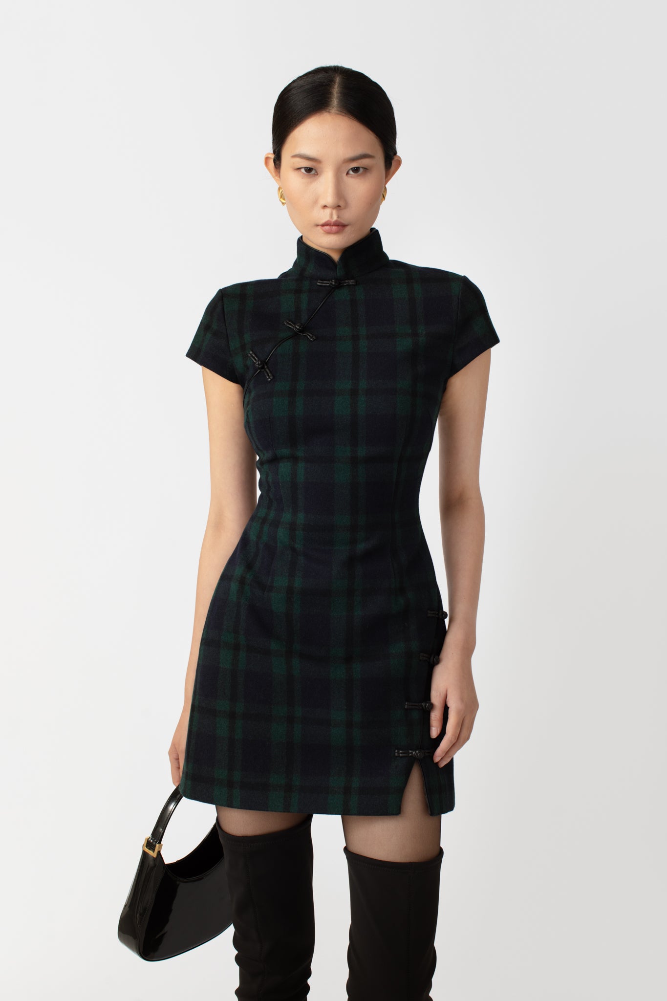 SAU LEE Wendy Mini Dress - Green Tartan / 00