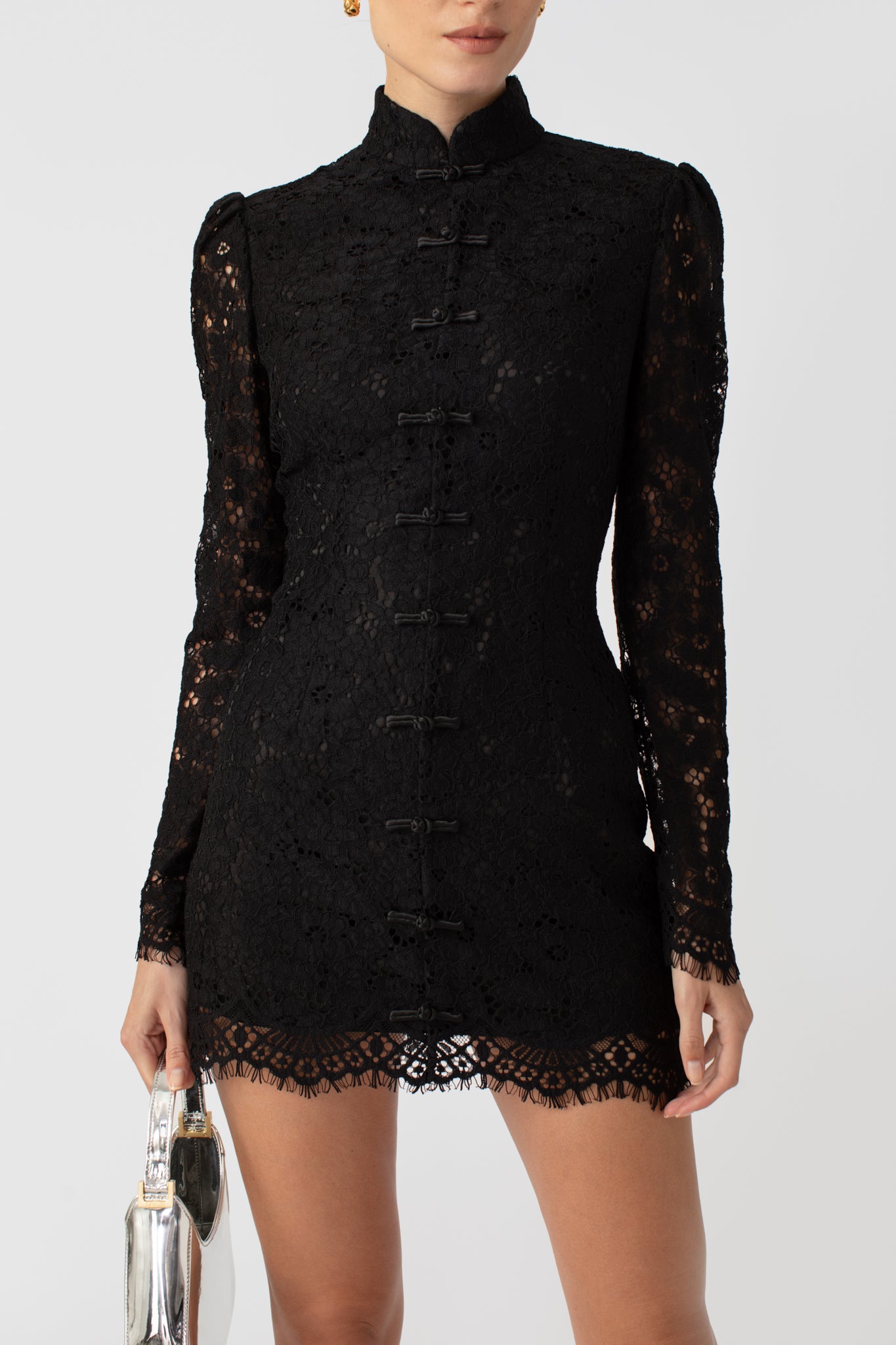 SAU LEE Raine Lace Mini Dress - Black / 00