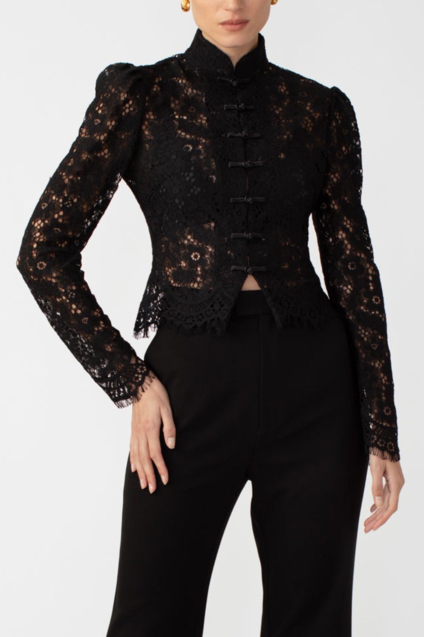 SAU LEE Roberta Lace Top - Black / 00