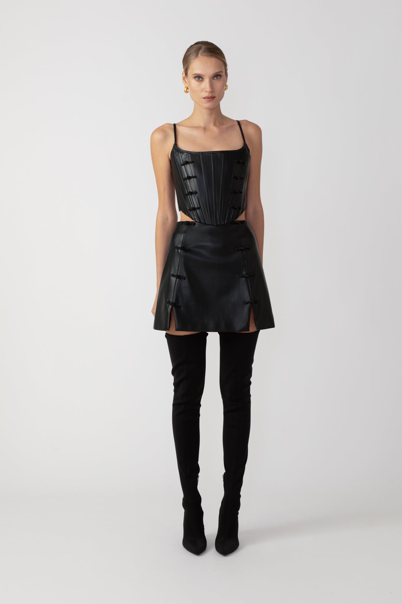 SAU LEE Sadie Faux Leather Skirt - Black / 00