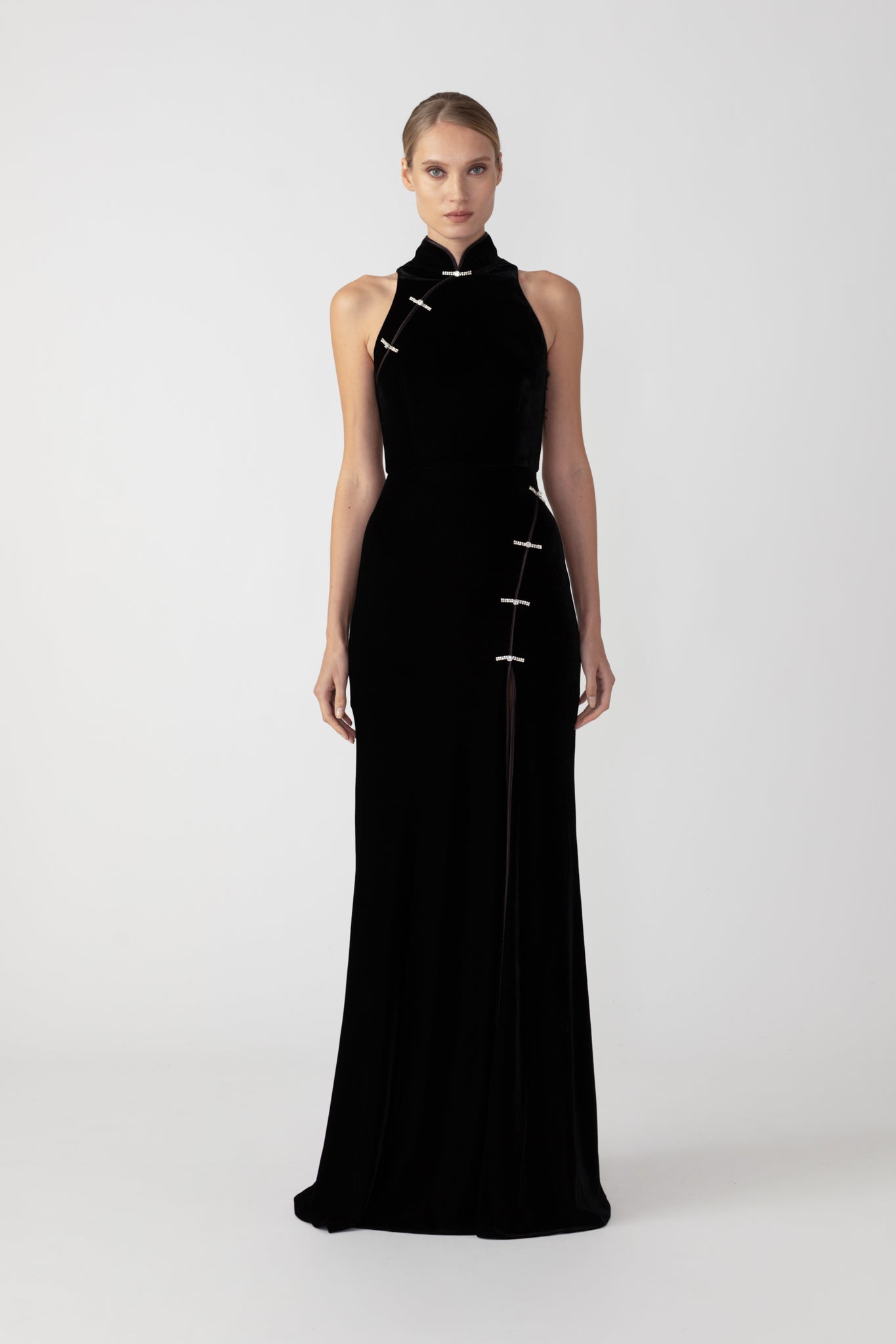 SAU LEE Ariana Velvet Gown - Black / 00