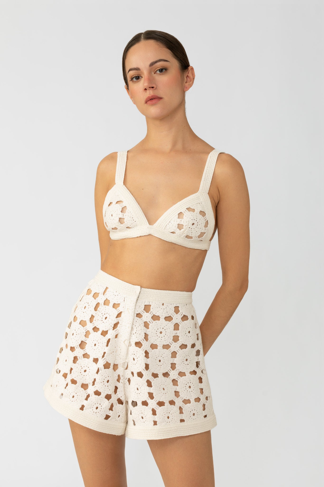 SAU LEE Myko Crochet Bralette - White / 00