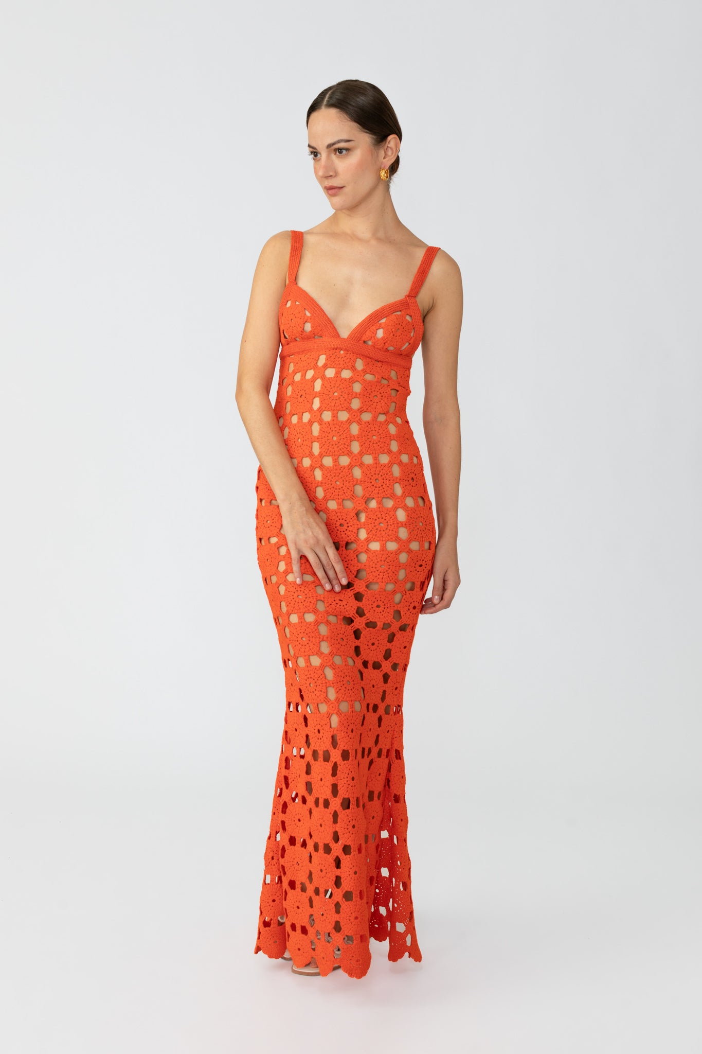 SAU Lee Mila Crochet Dress in Orange Size 6