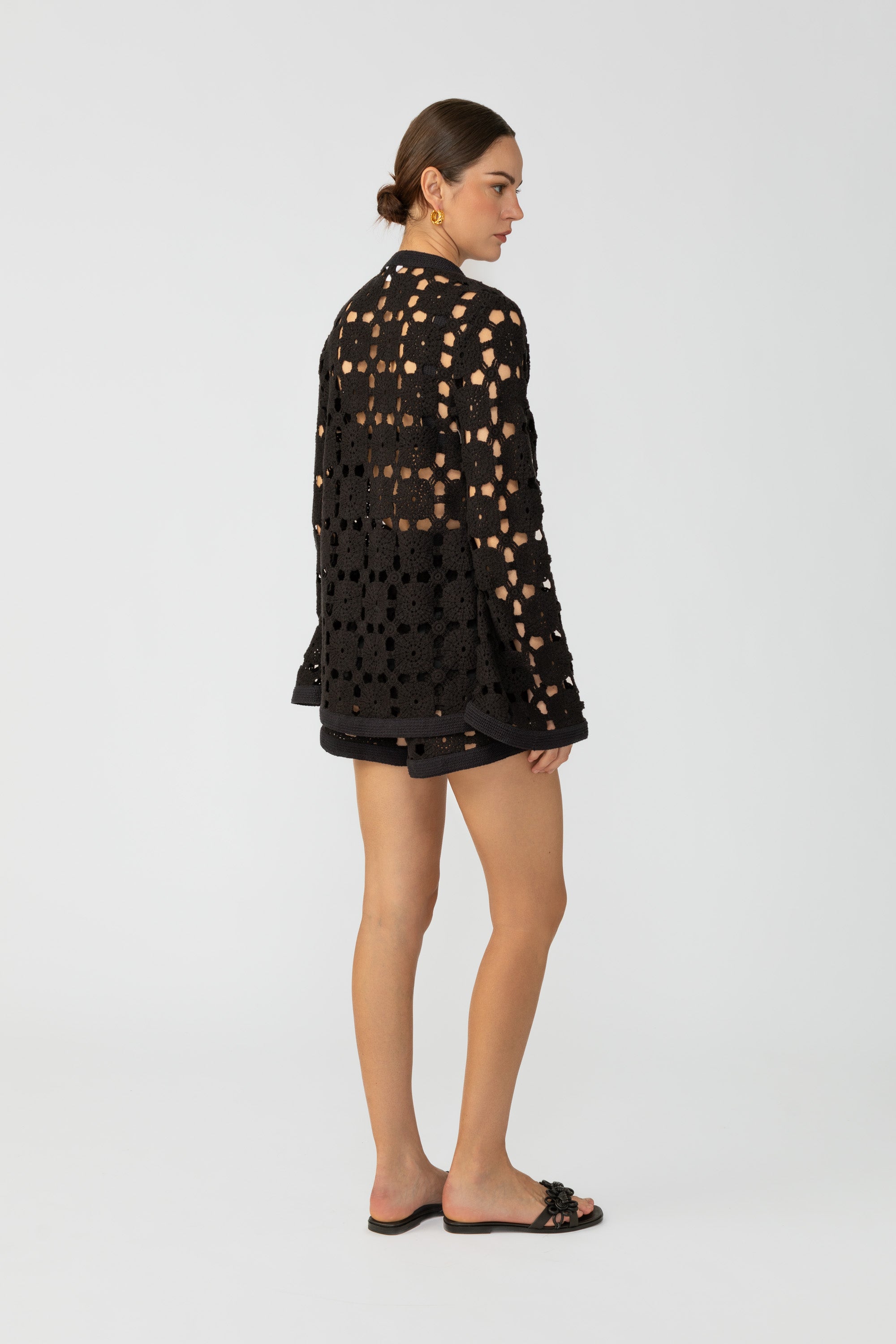 SAU LEE Myko Crochet Cardigan - Black / 00