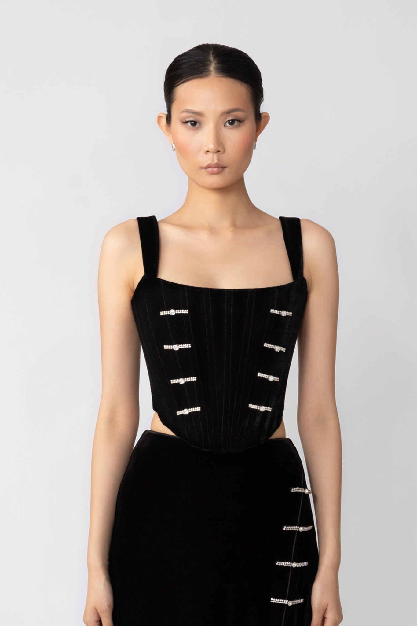 SAU LEE Venus Velvet Top - Black / 0