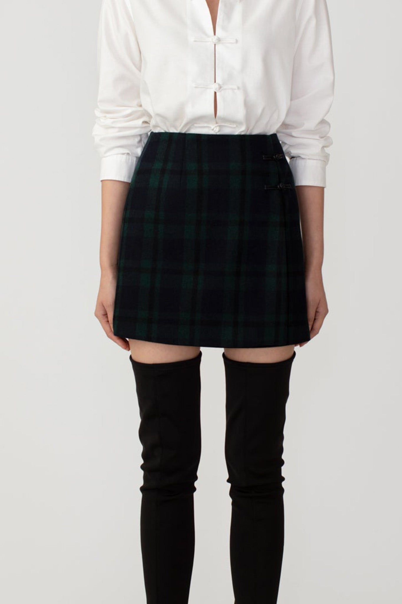 SAU LEE Wylma Mini Skirt - Green Tartan / 00