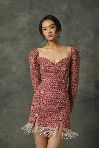 野花 卯月 herlipto Canal Tweed Mini Dress white s | dizmekaro.com